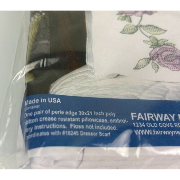 NEW Fairway Needlecraft #83245 ROSE VINE Embroidery Cross Stitch Pillowcase Kit - Picture 3 of 10
